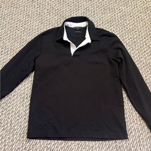 Vince Black and White Long Sleeve Polo Shirt